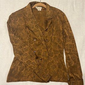 GUCCI 100% Silk Brown Blouse Size L/Euro 42